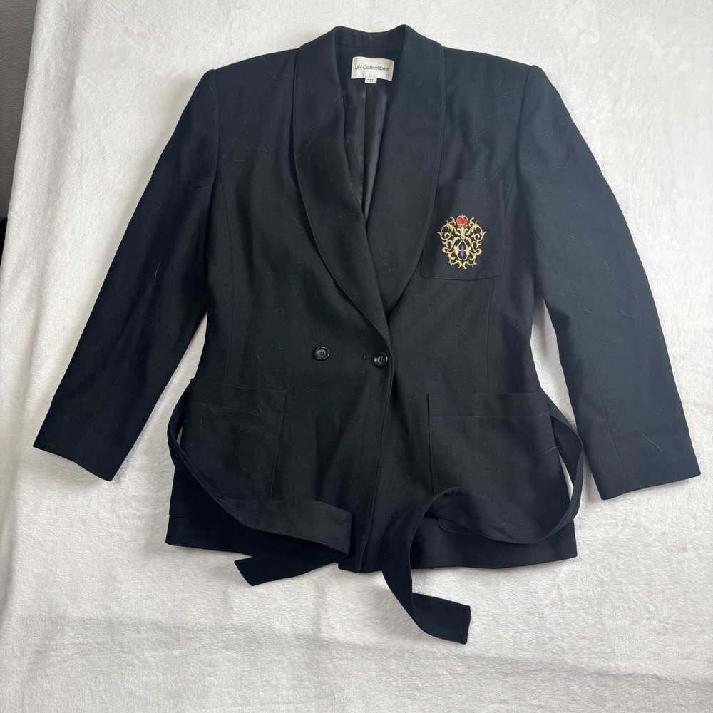 VTG JH Collectibles Black Wool Long Sleeve Blazer Suit Jaccket Women's Size 8